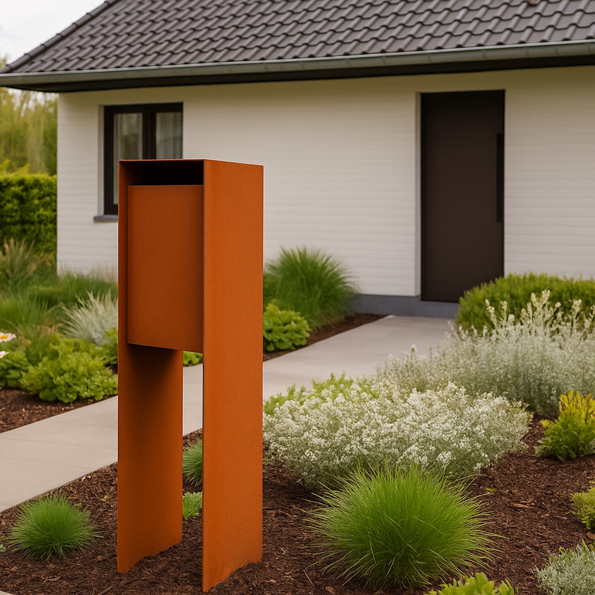 Cortenstaal brievenbus POSTINO 1 35 x 35 x 115 cm