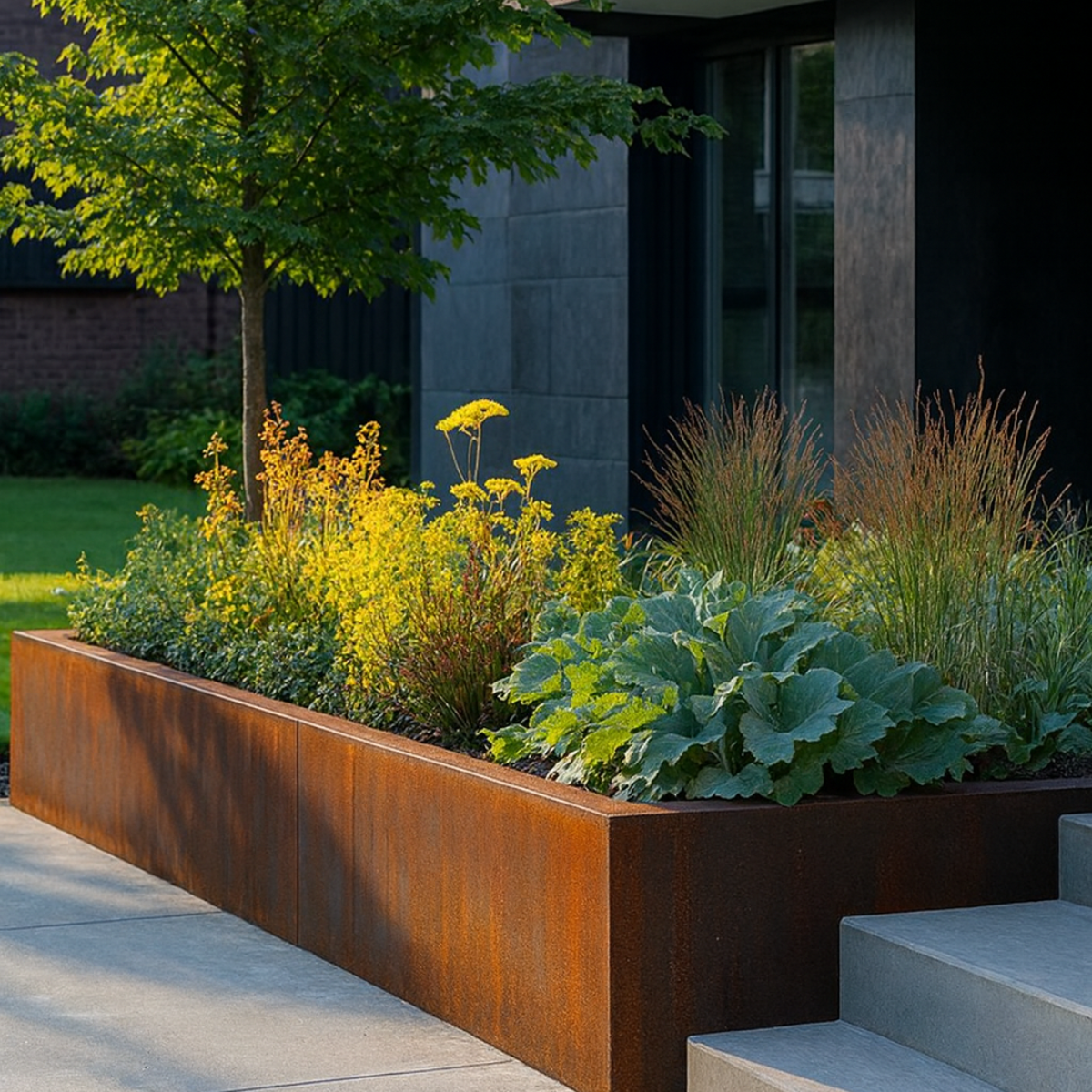 Cortenstaal keerwand buitenhoek SEGMENTA 50 x 20 x 50 cm