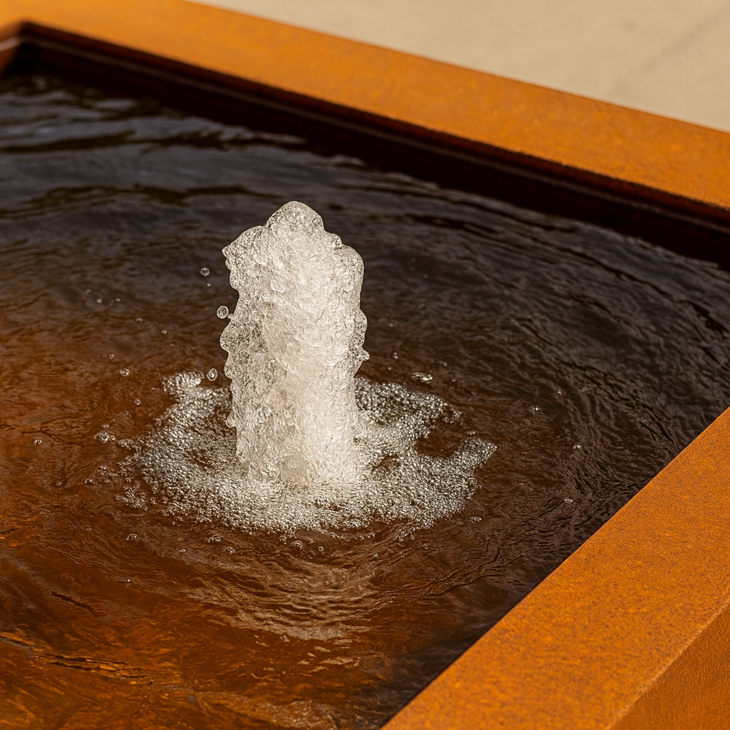 Cortenstaal watertafel LUMINIS 100 x 100 x 40 cm