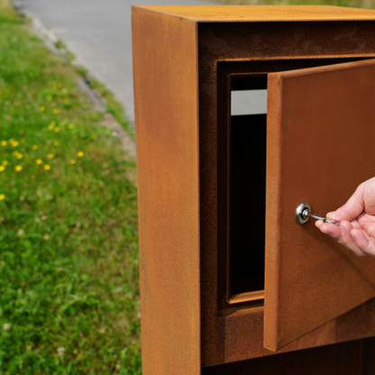 Cortenstaal brievenbus POSTINO 2 35 x 35 x 115 cm