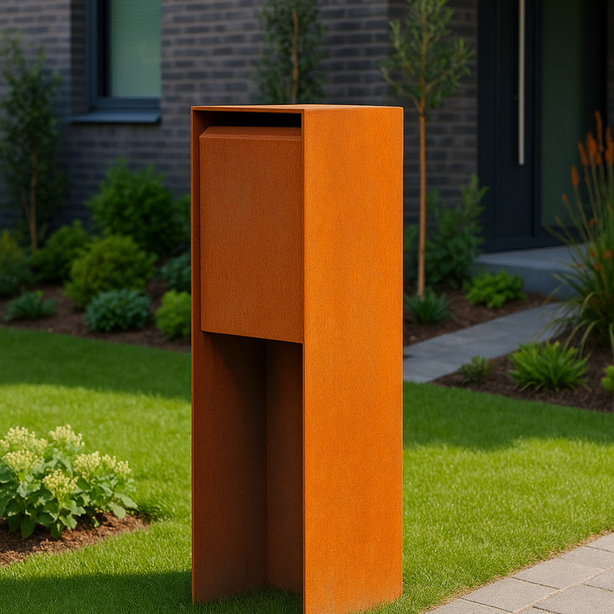 Cortenstaal brievenbus POSTINO 2 35 x 35 x 115 cm