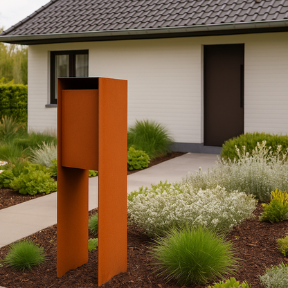 Cortenstaal brievenbus POSTINO 1 35 x 35 x 115 cm