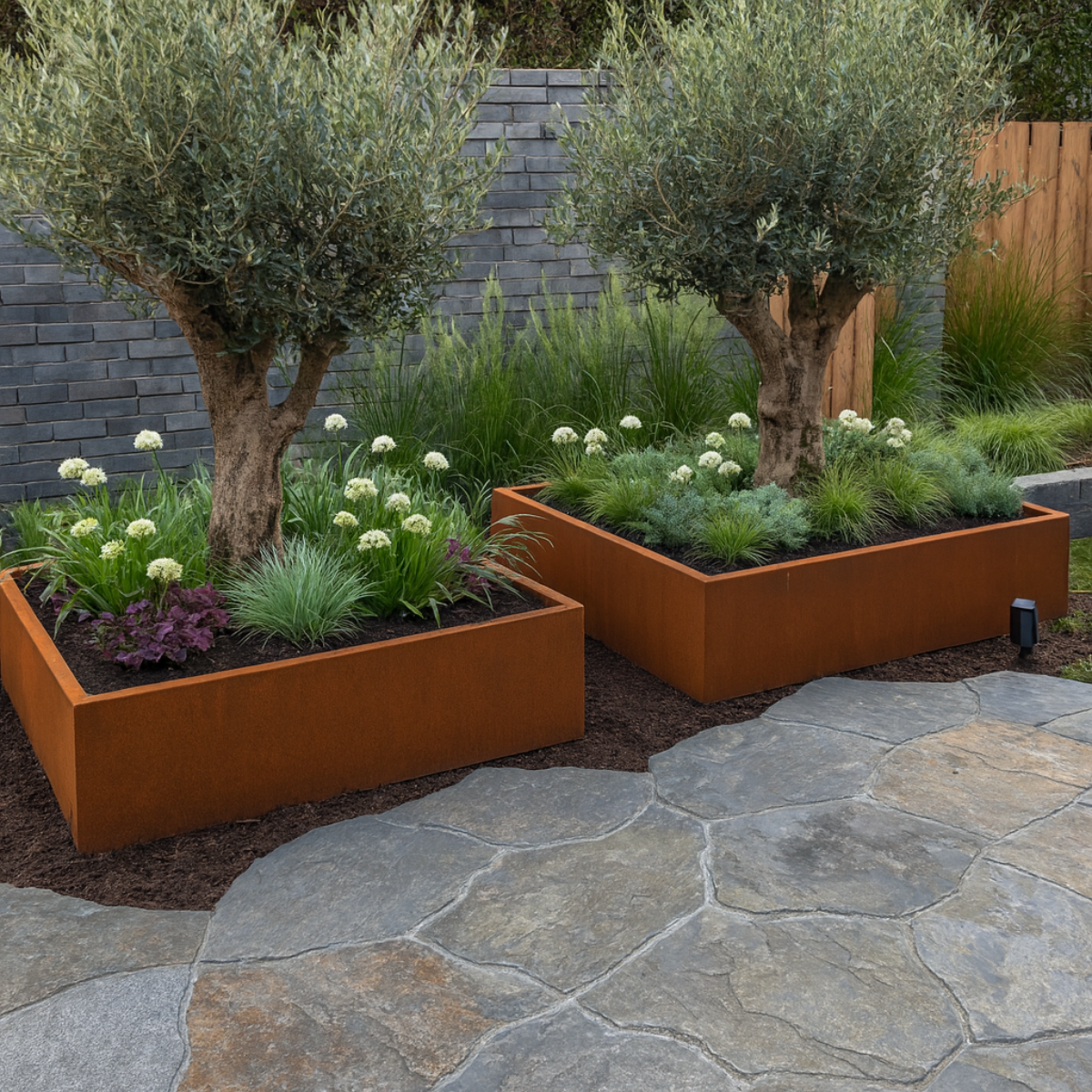 Cortenstaal plantenbak CORTEA 100 x 100 x 40 cm